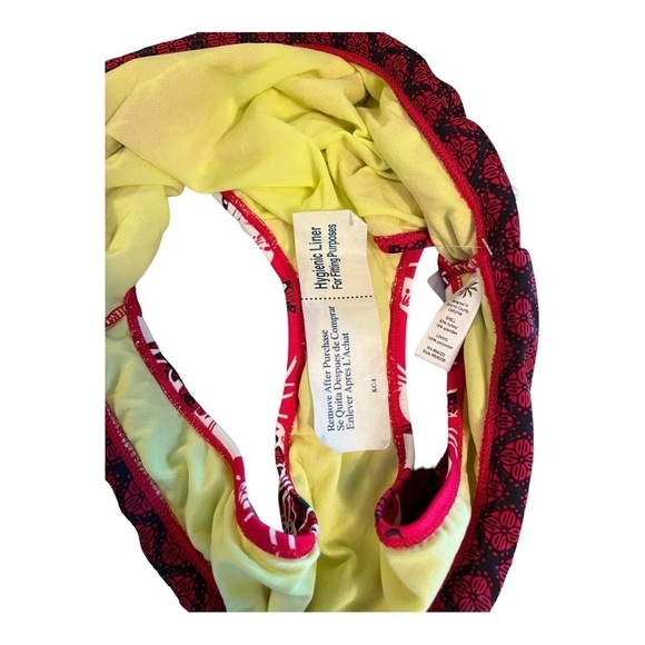 Athleta Large Hawaii Swim Bikini Bottom Black Red Floral Yellow NWT - Picture 3 of 4